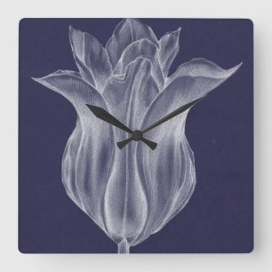 Monochrome Tulip III Square Wall Clock