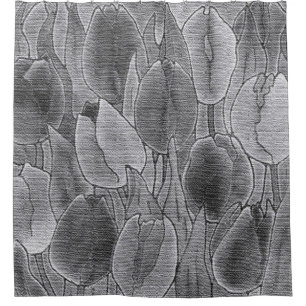Monochrome Tulips Design Shower Curtain