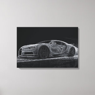 Monochrome Velocity   Automobile Art (24" x 16") Canvas Print