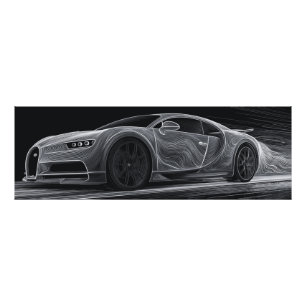 Monochrome Velocity   Automobile Art  (36" x 12") Photo Print