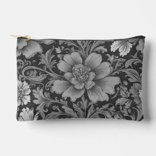 Monochrome Vintage Floral Pattern  Accessory Pouch
