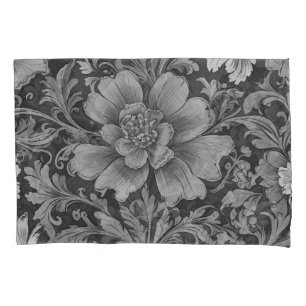 Monochrome Vintage Floral Pattern  Pillowcase