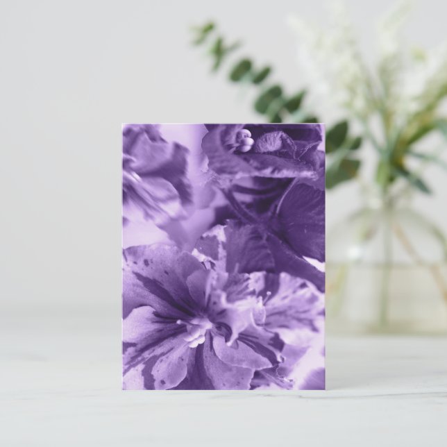 Monochrome Violets Holiday Postcard (Standing Front)