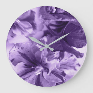 Monochrome Violets Large Clock