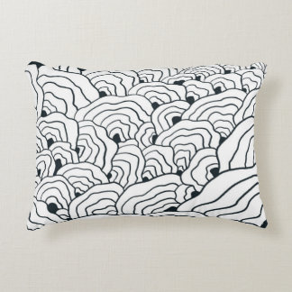 Monochrome Wave Pattern,  Modern Abstract Line Art Accent Pillow