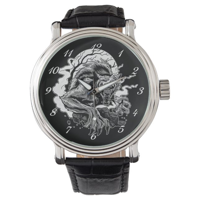 Monochrome Werewolf Moon Watch (Front)