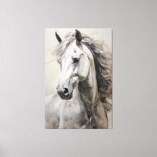 Monochrome White Horse | Large Wall Art Painting