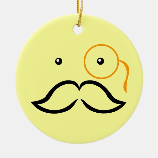 Monocle and Moustache Ceramic Ornament (Front)