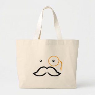 Monocle and Moustache Large Tote Bag