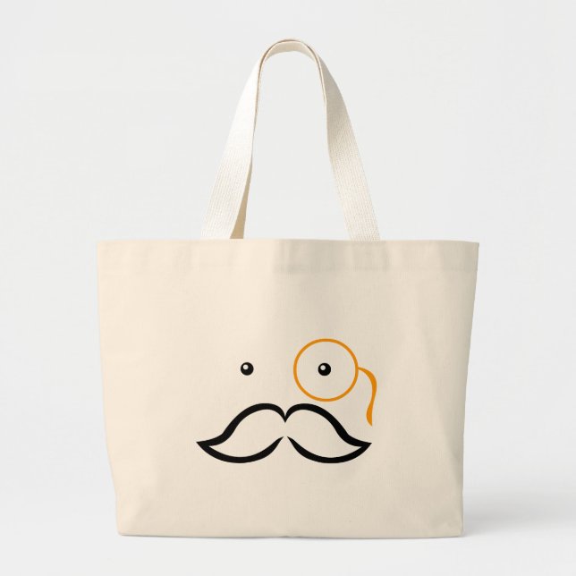 Monocle and Moustache Large Tote Bag (Front)