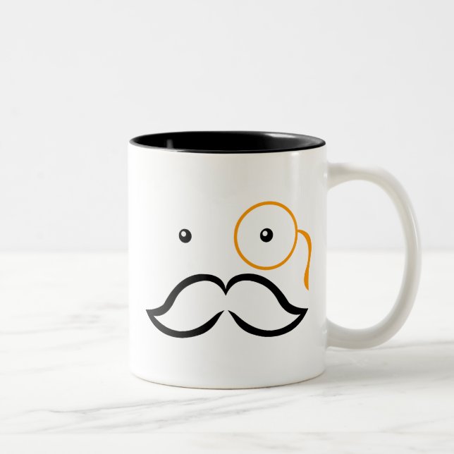 Monocle and Moustache Two-Tone Coffee Mug (Right)