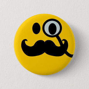Monocle & Moustache Customizable backgrnd) 2 Inch Round Button