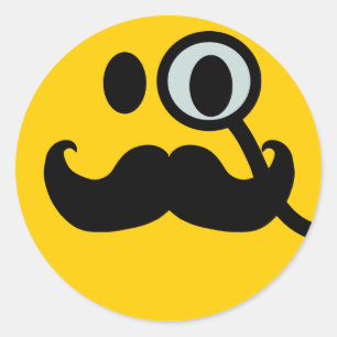 Monocle & Moustache Customizable backgrnd) Classic Round Sticker