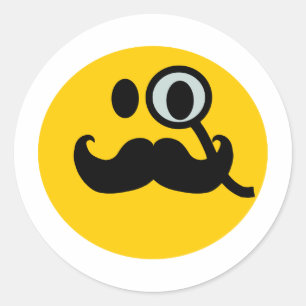 Monocle & Moustache Customizable backgrnd) Classic Round Sticker