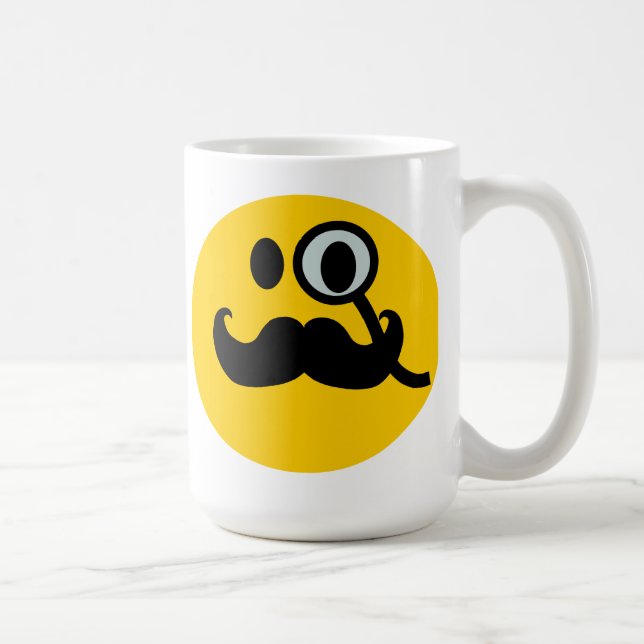 Monocle & Moustache Customizable backgrnd) Coffee Mug (Right)