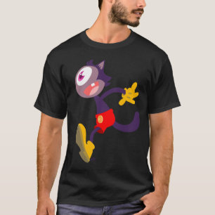 Monoculaire dessin animé de chat T-shirt sombre