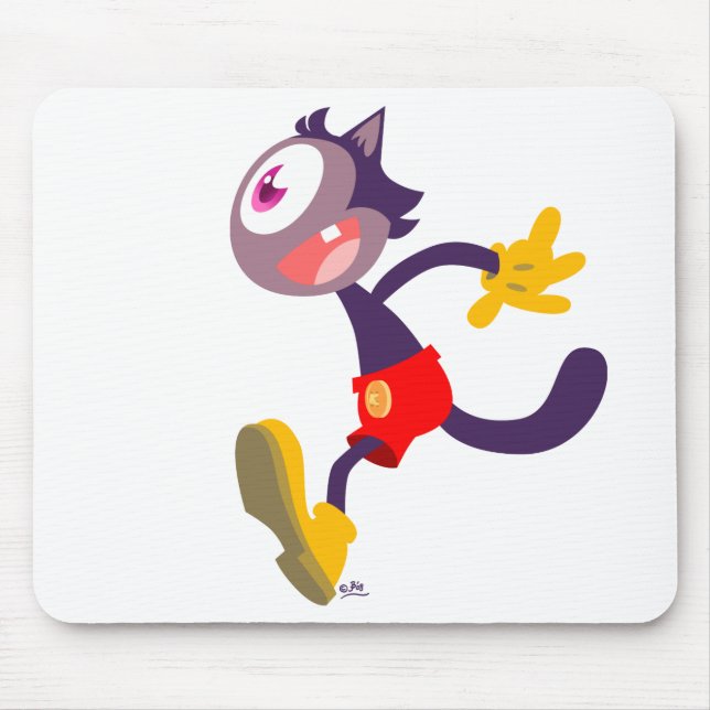 Monocular cat cartoon mousepad (Front)