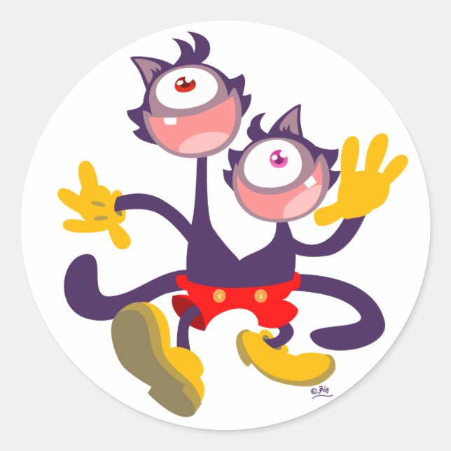 Monocular Cats in Tandem Walk sticker (Front)