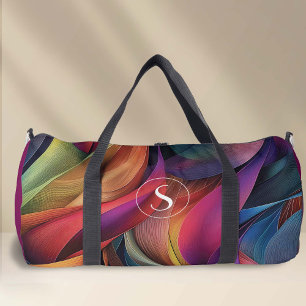Monoggramed bold colourful abstract pattern duffle bag