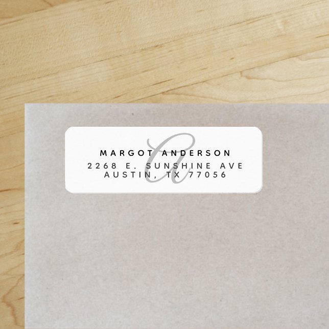 Monogoram Chic | Stylish Script | Return Address ("Everyday is abundantly beautiful." 
Sincerely Best Wishes from Lucky Design World)