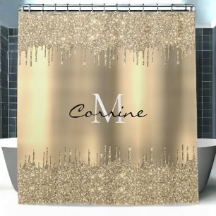 Monogram 14k Gold Dbl Dripping Glitter Metallic