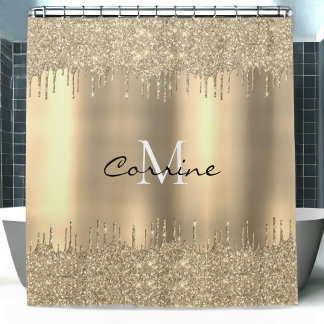 Monogram 14k Gold Dbl Dripping Glitter Metallic