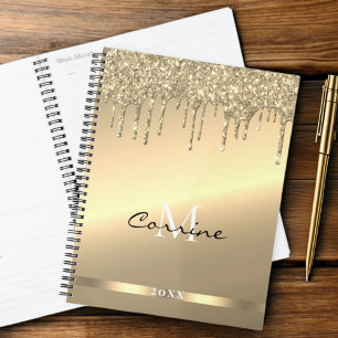 Monogram 14k Gold Dripping Glitter Metallic Daily Planner