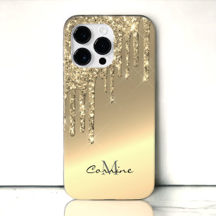 Monogram 14k Gold Side Dripping Glitter Android + Samsung Galaxy S6 Case