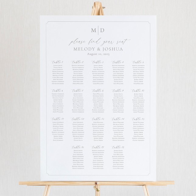 Monogram 18 Tables Find Your Seat Seating Chart (Creator Uploaded)