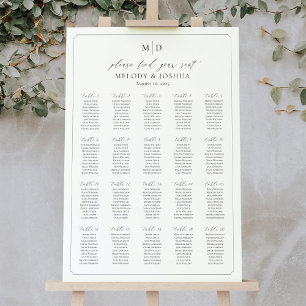 Monogram 20 Tables Find Your Seat Seating Chart