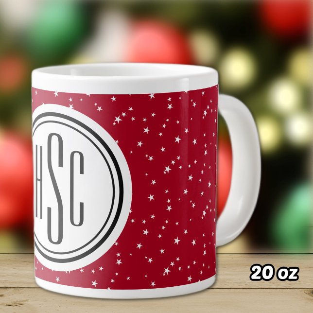 Monogram 20oz Red & White Stars Jumbo Coffee Mug (Creator Uploaded)