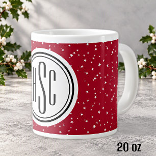 Monogram 20oz Red & White Stars Jumbo Coffee Mug