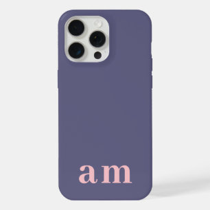 Monogram 2 Initials Heather Blue & Pink Minimalist iPhone 15 Pro Max Case