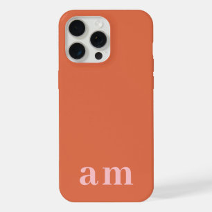 Monogram 2 Initials Pink & Red Minimalist iPhone 15 Pro Max Case