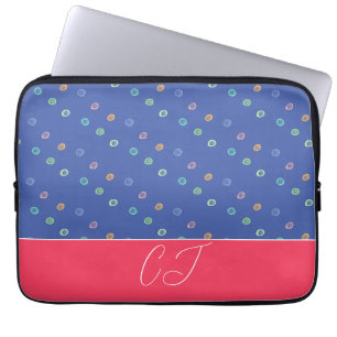 Monogram 2 Initials Trendy Blue Pattern  Laptop Sleeve