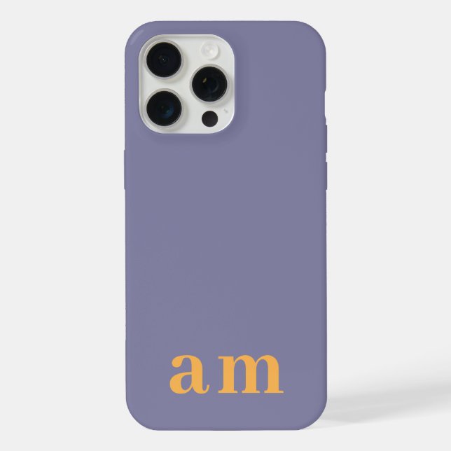 Monogram 2 Initials Yellow & Blue Minimalist iPhone Case (Back)