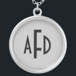 Monogram 3 initial block font silver plated necklace<br><div class="desc">Monogram this necklace with your three initials. Makes a great gift for any women.</div>