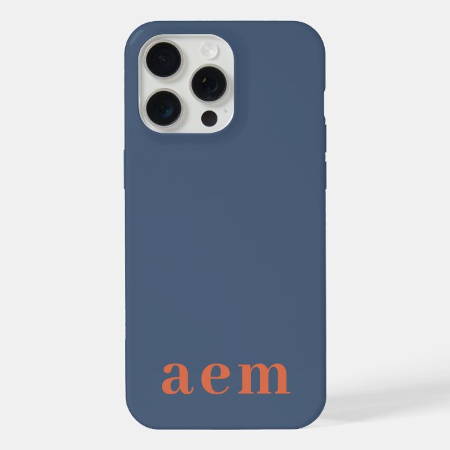 Monogram 3 Initials Blue & Red Minimalist iPhone Case (Back)