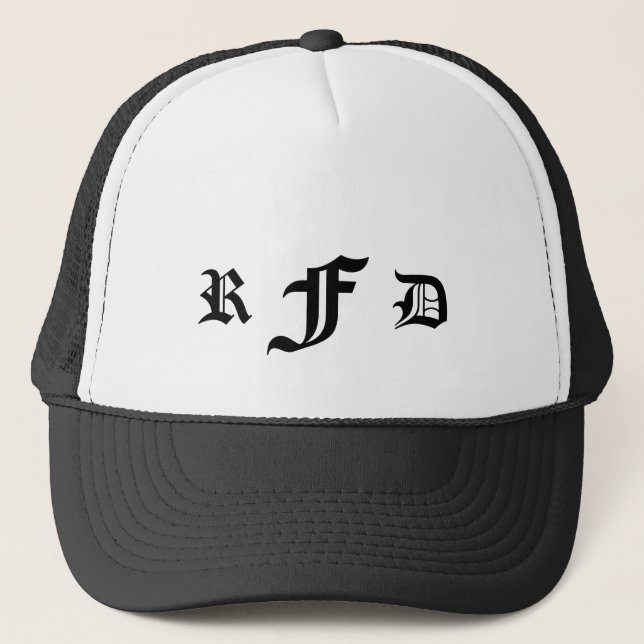Monogram 3 Initials Gothic Blackletter Typography Trucker Hat (Front)
