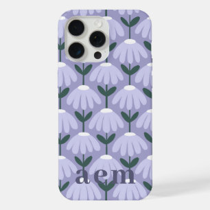Monogram 3 Initials Heather Vintage Floral iPhone 15 Pro Max Case