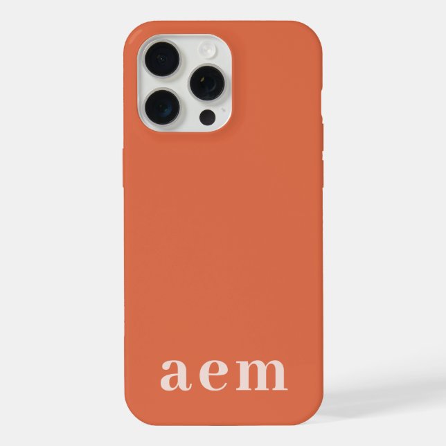 Monogram 3 Initials Orange Minimalist iPhone Case (Back)
