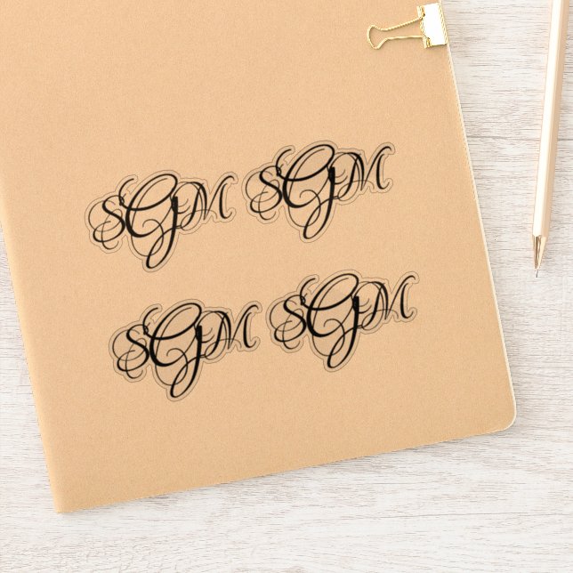 Monogram 3-Letter Initials Custom Decals 4-Up (Notebook)
