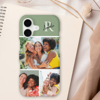 Monogram 3 Photo Modern Script Sage Green