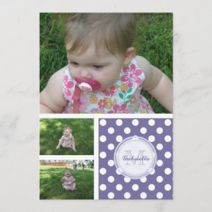 Monogram: 3 Pictures: P & W Polka-dot Invitation