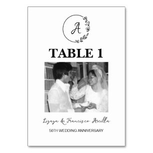 Monogram 50th Wedding Anniversary Custom Photo Table Number