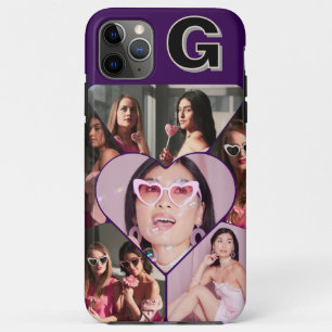 Monogram 6-Photo Collage Teal iPhone Case