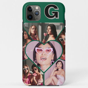 Monogram 6-Photo Collage Teal iPhone Case