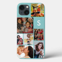 Monogram 8 photo collage blue