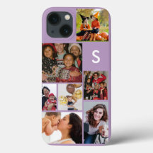 Monogram 8 photo collage purple