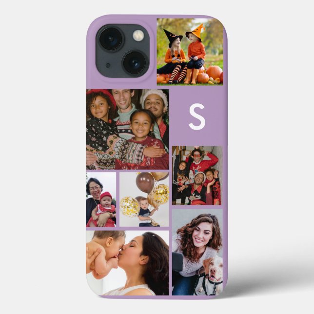 Monogram 8 photo collage purple Case-Mate iPhone case (Back)